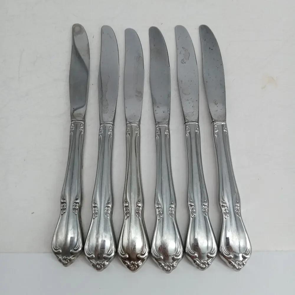 6X BK CHATEAU by ONEIDACRAFT DELUXE Stainless Butter Dinner Knives